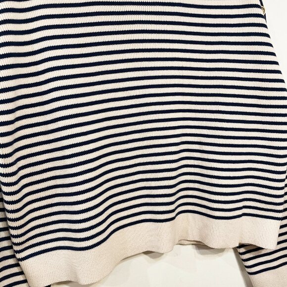 EUC Sezane Daisy 100% Cotton Striped Sweater Ecru Navy XXL - Picture 5 of 9